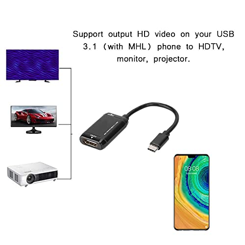 USB C to HDMI Adapter, USB Type-C to HDMI Adapter 12 cm USB 3.1 Cable 1080p For Mobile Phones with usb3.1 Type c Port and MHL Function - Image 3
