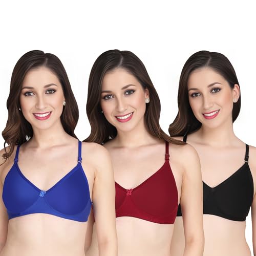 Image of Padded Everyday Bra for Women - Made of Pure Cotton Full Coverage Non Wired Seamless Pushup Soft Cup for T-Shirt Saree Dress Sports Garment for Daily Use Everyday