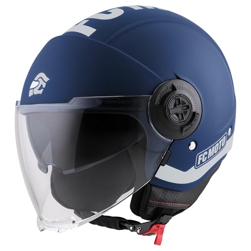 FC-Moto Ralgo Casque Jet, Bleu/Gris, M