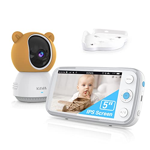Baby Monitor, KAWA 2K QHD 5’’ Video Baby Monitor with Camera and Audio, No WiFi, Night Vision, Recording & Playback, 2-Way Talk, Temp Sensor, 4000mAh, 4X Zoom, Flip 180°, Lullabies, 1000ft Range S7