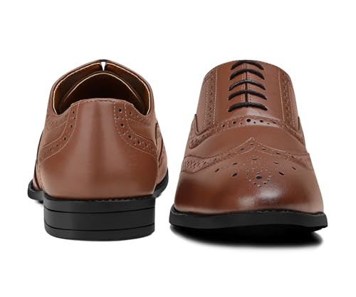 Image of LOUIS STITCH Men's Formal Lace-up Brogue Shoes | Solid Design | Ideal for Formal, Business Casual, and Parties (LSRGBGTN)
