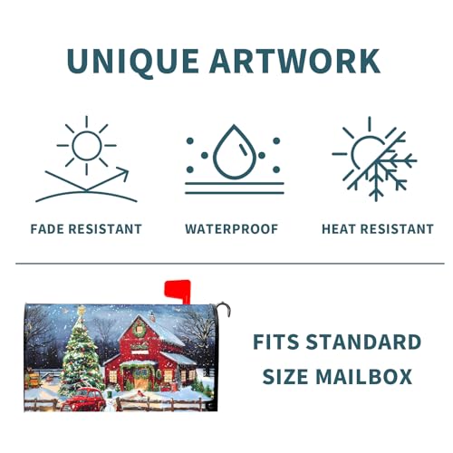 Image of Winter Mailbox Covers Magnetic Standard Size 18 X 21 Inch Christmas Tree Mailbox Cover Snowman Red Truck Mailbox Wraps Post Box Cover Decoration Outdoor Garden Home Yard Outside