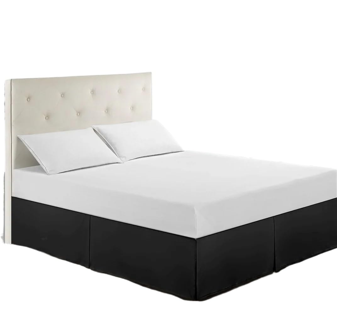 UDHSNJZG Bed Skirt Bedspreads Home Bedclothes Solid Color Bed Skirt For Hotel Household Decor(Black,Q(153X203cm))