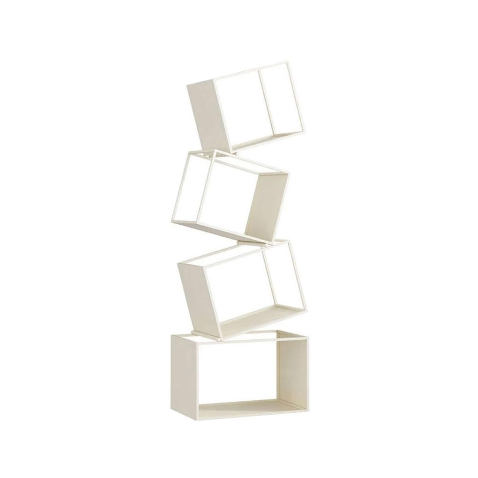 ZYYANSHOP Bookshelf Irregular Creative Vertical Iron Metal Bookshelf Storage Display Stand for Living Room(White)