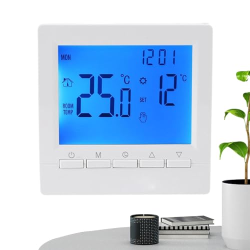 Termostato de pared con batería Huseherstate con pantalla LCD | Termostato automático del hogar Control de temperatura preciso para habitaciones y sala de estar