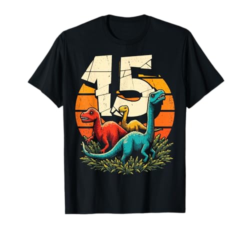 15th Birthday TRex Dinosaur 15 Year Old Boy Girl T-Shirt
