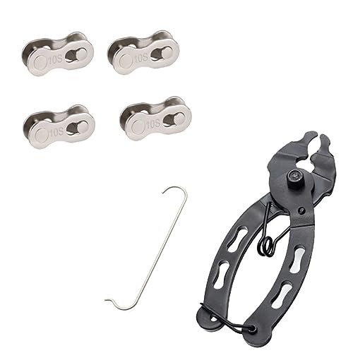 MOBUTOFU Juego De Herramientas para Reparación De Cadena De Bicicleta Conectores De Cadena De 10 Velocidades Plateadas + Herramienta ágica