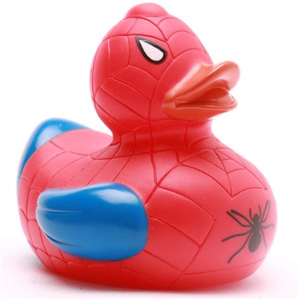 Duckshop | Bath Duck Spider Hero | Squeaky Duck | L: 8.5 cm | Squeaky Duck for Superhero Fans | Present for Collectors | For Comic Fans