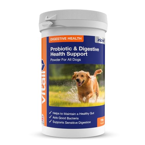 Zipvit Probiotics for Dogs, Daily Dog Probiotic Powder for Gut Health and Digestion, 525 Million CFU per Serving, with Prebiotics and Postbiotics, 150g