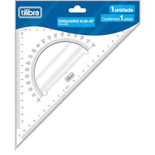 Tilibra - Esquadro Escolar Isósceles N.26 45° Académie, Transparente