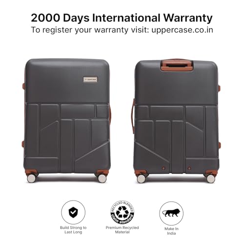 Image of uppercase Rock (S+M+L) Set of 3, Check-in Trolley Bag, Hardsided Anti-Scratch 8 Wheel Luggage, TSA Lock & Anti-Theft Zippers, Suitcase for Unisex, 2000 Days Warranty (Grey)