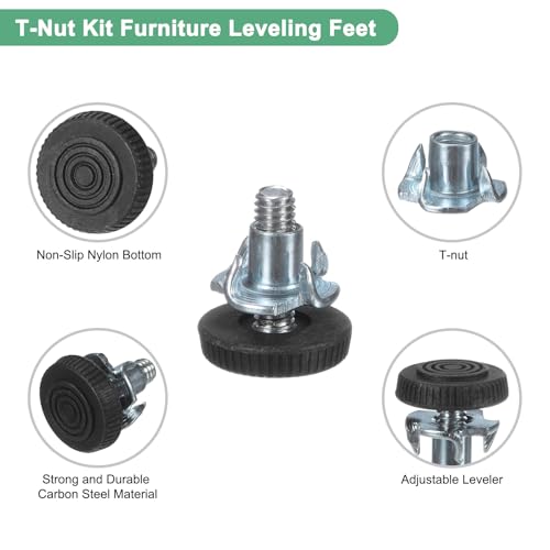 Image of M METERXITY 16-Pack Furniture Feet, M6 Thread Adjustable Furniture Levelers, Adjustable Leveling Feet Supports 5280LBS for Tables /Cabinets /Large Base Supports [Black]