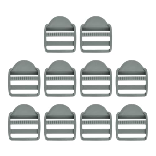 SUIKIHUM 10 Pack Plastic Ladder Slider, 3/4 Inch(20mm) Backpack Buckle Tri-Glides Clip, Adjustable Lock Buckle for Belt Strap, Grey