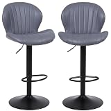 ralex-chair カウンターチェア 2脚セット 昇降式 回転バー椅子 スエード 足置き 背もたれ ハイチェア おしゃれ バー、カウンター、キッチン用 グレー