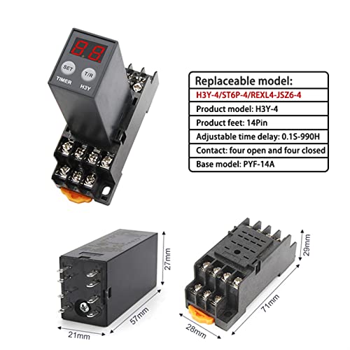 Retardateur de temps numérique H3Y-4 commande 12V relais de précision