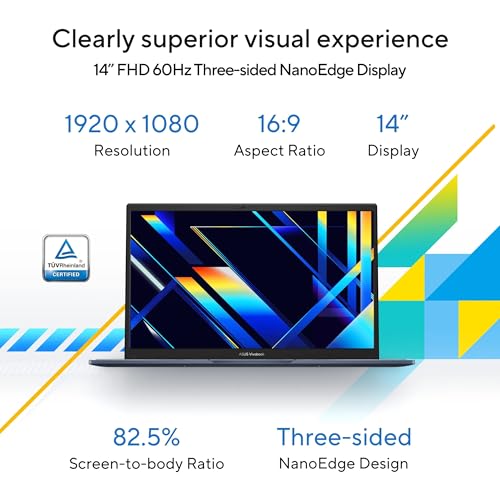Image of ASUS Vivobook 14, (i5 14th Gen) Intel Core 5 120U, Thin & Light Laptop(16GB RAM /512GB SSD /FHD /14 /60Hz /Fingerprint Reader /M365 Basic (1Year)* /Office Home 2024 /Quiet Blue /1.4 Kg) X1404VAP-EB1542WS