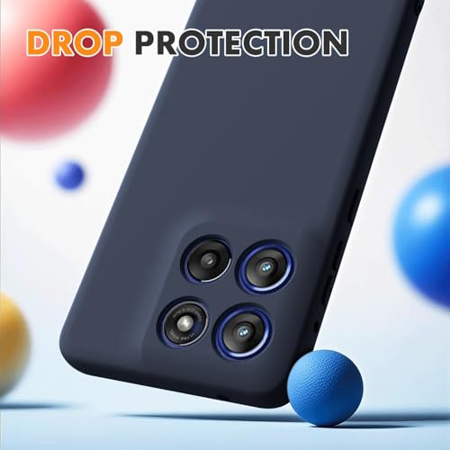Image of DIZORO Microfiber Candy Case for Motorola Edge 60 Pro 5G Smooth Touch Cushion Liquid Soft Silicone Gel Rubber Phone Cases Non-Slip Full Body Protective Shockproof Back Cover - Navy