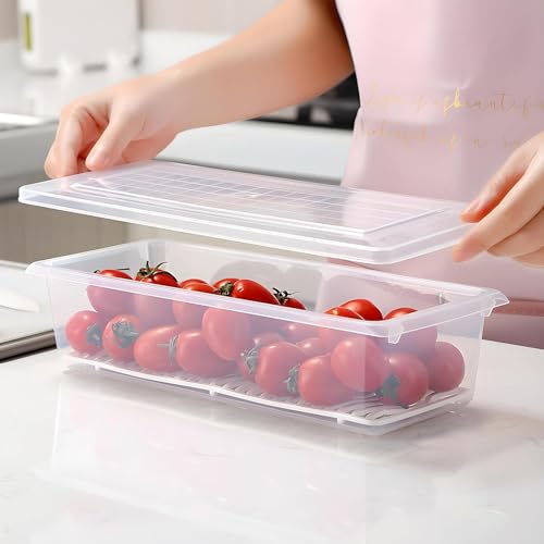Image of Satpurush Fridge Storage Containers Set of 4 | BPA Free Plastic Food Boxes with Lid | Stackable Refrigerator Organizer for Vegetables, Fruits & Meal Prep