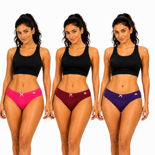 Image of XJARVIS CARIBEANCHIC Women's Hipster Panty, Combed Cotton Stretch Underwear, Full Coverage Bikini Brief, Soft Breathable Everyday Innerwear