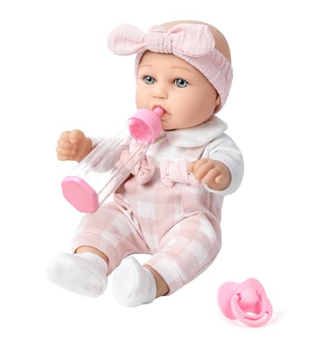 BDDOLL 12'' Baby Doll and Clothes Accessories Playset with Feeding Bottle Pacifier First Baby Dolls for Toddlers 36 Months and Up