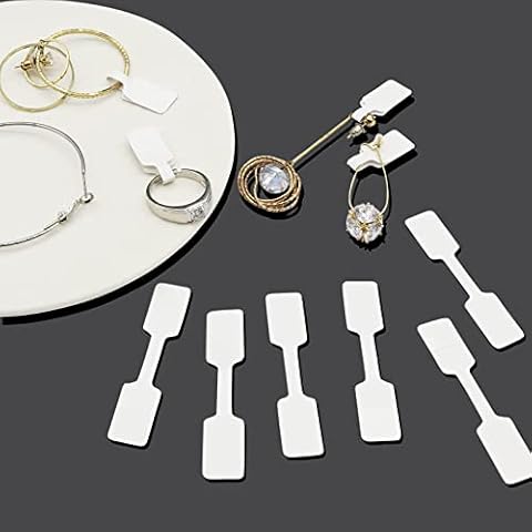 Blank Jewelry Price Label 500 Pieces Jewelry Price Tags Stickers Self Adhesive White Jewelry Repair Label for Necklace Earring Price Identify Rectangle Label Cover