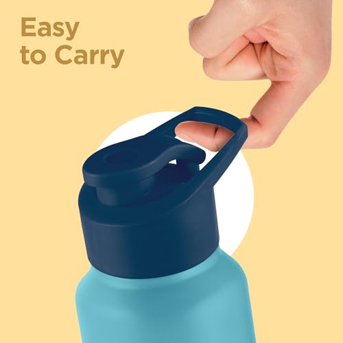 Image of MILTON Torino 1000 Stainless Steel Water Bottle, Leakproof Lid, Single Walled, ISI Certified I For School, Office, Gym I 980 ml, Light Blue & Dark Blue