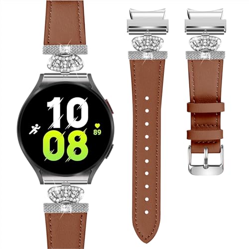 WatchBand Compatible With Galaxy Watch 6 40mm 44mm/Galaxy Watch 6 Classic 43mm 47mm,Adjustable Genuine Leather Wrist Strap with Metal Buckle4