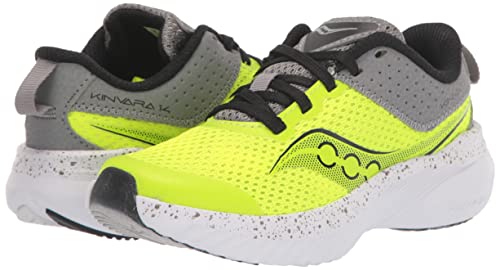 Saucony Kinvara 14 tênis de renda até o dedo, cítrico/cinza, 2,5 EUA unissex criança grande, Citron/