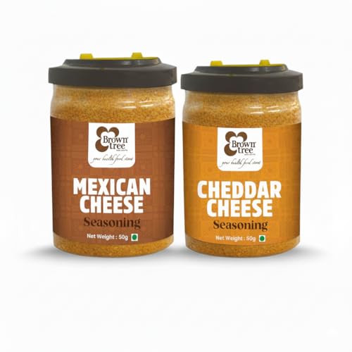 Image of Browntree Mexican Cheese + Cheddar Cheese Combo Pack Seasoning Powder-100g| Each Pack 50g | Creamy & Cheesy Flavours | Ideal for Popcorn, Pasta, Fries & Snacks | Movie Style Popcorn Powder