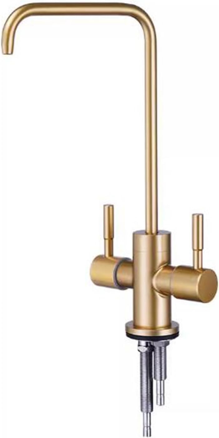 Brushed Gold Water Filter Faucet - Dual Outlet Single Cooling Stainless Steel Water Purifier for Clean Drinking Water - Stylish Kitchen Accessories