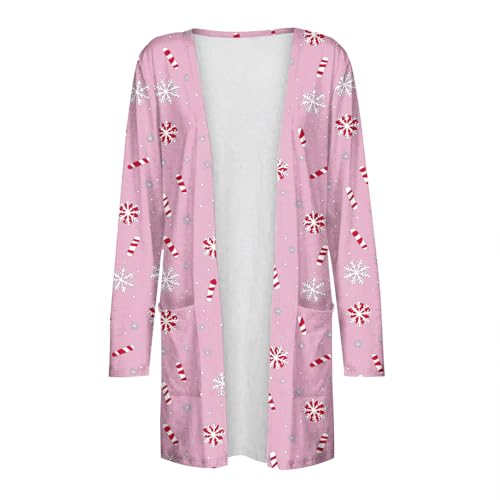 Christmas Cardigan for Women Funny Xmas Cute Casual Lightweight Long Sleeve Open Front Cardigan with Pockets 20252