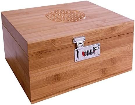 Miracles Bamboo Decorative Box and Organizer with Flower of Life for your Personal Items and Accessories. Natural Wood Craftsmanship, Smooth Finish, Secure Lockable Option ,please check the video how to open and set the combo lock