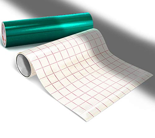 ORACAL 5400 Green Reflective Adhesive Vinyl Wrap 12" x 24" Roll for Silhouette, Cameo & Cricut Including 12" x 24" Clear Transfer Paper Roll (2 Roll Pack)