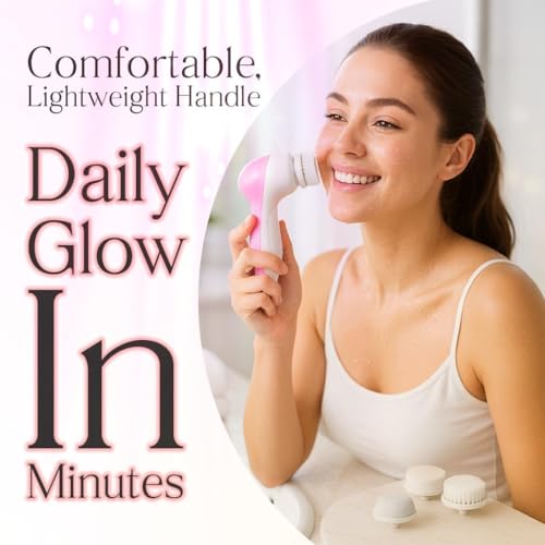 Image of 5-in-1 Electric Facial Cleansing Brush & Massager Kit, Waterproof Face Scrubber System with 5 Brush for Gentle Exfoliation and Deep Scrubbing (Multicolor)