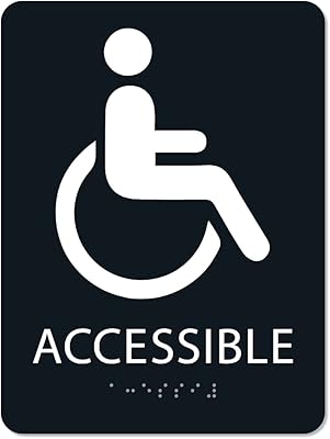 Alpha Dog ADA Signs - Handicap Accessible Sign with Braille 8x6 inches 100% ADA Compliant for Your Business or Office Made in the USA (Black)