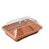 PazekuPC角型フードカバー、パンボックス、食品陳列ボックス、透明食品カ、ベーカリースナック用アクリル防塵カ 防塵、パン/ケーキ/キャンディ/フルーツなどの陳列と保管、家庭用、業務用、ビュッフェ用 (小,ブラウン)