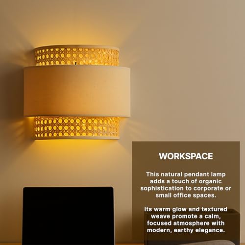 Image of Habere India-All the Cultures Fabricating India Wall Decor Lights | Night Lamp for Bedroom | Mount Lights | Bamboo Wall Lamp (L30 x H25 cm)