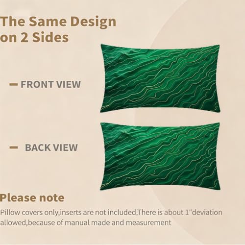 Housse coussin 70x90cm velours lot de 2 vert géométrique avec zip