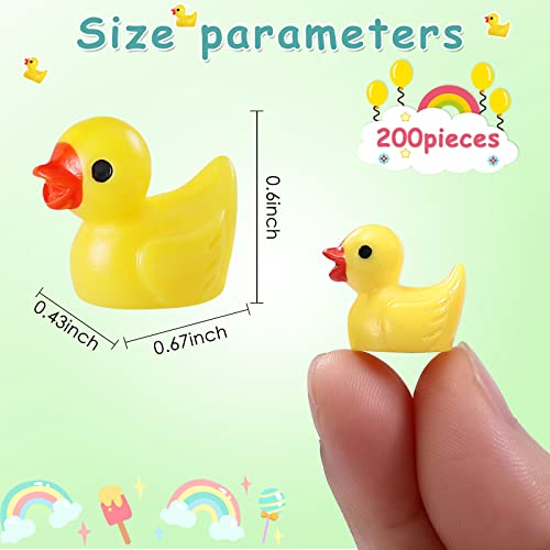 Mini Resin Duck 200 Pack Tiny Ducks For Dollhouse Miniature Figures Micro Fairy Garden Landscape Aquarium Hide Seek Prank Ornament Potted Plants Cake Christmas Accessories Diy Pendent Decoration #TOP1