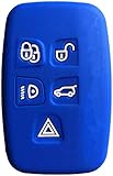 Rpkey Silicone Keyless Entry Remote Control Key Fob Cover Case protector For 5 Button Land Rover LR2 LR4 Range Rover Sport Evoq Discovery（Blue）