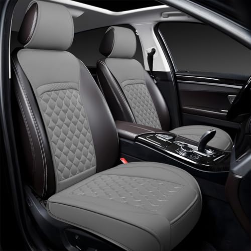 Joy Forserve Front Car Seat Covers for Cadillac,Leather Waterproof Seat Protector Custom Fit Cadillac Escalade CT4 CT5 CT6 XT4 XT5 XT6 SRX CTS ATS DeVille,2 Pack,Gray