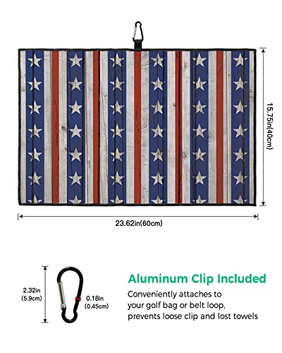 Red Blue Star Stripes Golf Towel,Funny Golf Towel For Golf Bags Disc With Clip,Personalized Microfiber Waffle Golf Club Towel Accessories Gift For Men/Women/Dad/Mom/Grandpa Farmhouse Independence Day #TOP2