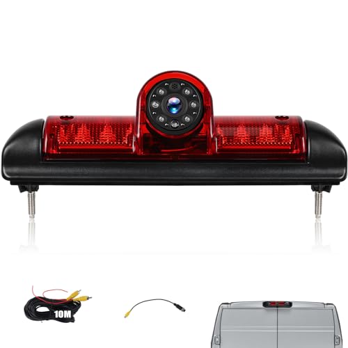 CAMECHO Feu Stop Caméra de Recul HD Vision Nocturne IP67 Caméra étanche pour Fiat Ducato Peugeot Boxer Citroën Jumper 2006-2017 avec Grand Angle 140°, 12...