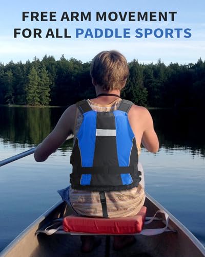 Owntop Schwimmhilfe Erwachsene, Schwimmjacke aus Schaumstoff mit Schrittgurt und Innentasche Unisex, Auftriebsweste für Sup Kajak Angeln Segeln Kanu - Blau XL/XXL
