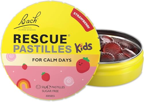 Rescue Remedy Kids Calm Days Pastilles (Strawberry) Promotes & Maintains Everyday Calm Flower Essence Formula Alcohol Free Managing The Stress of Tests Travel & Adapting to New Surroundings