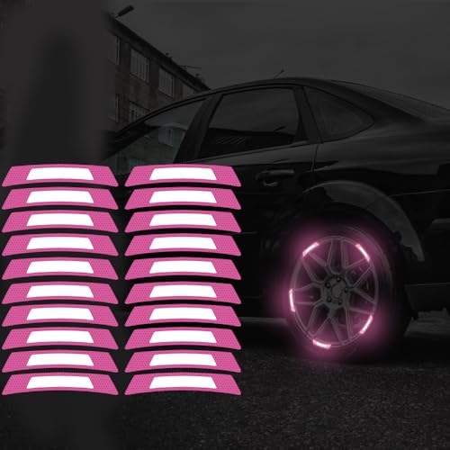 Image of 20PCS Strong Reflective Car Wheel Hub Stickers for Cars Helmet Night Safety Warning Reflective Stripe Decals Auto Truck Motorcycle Bicycle Wheels Rim Reflective Stickers (Purple)