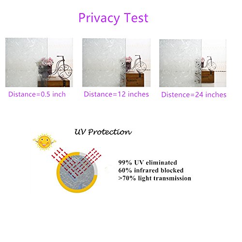 iEventStar 3D Decorative Tulip Flower Pattern Frosted Privacy Window Film Self adhesive Static Sticker for Bathroom Kitchen Living room (17.7" x 78.7")