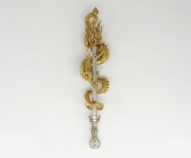 金色の装飾剣型置物　龍 Amazon.co.jp: 龍の置物 倶利伽羅龍王 風水 龍 置物 倶利伽羅剣 龍剣