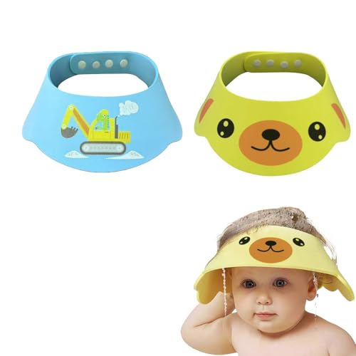2 Pack Baby Shower Caps – Soft Hair Washing Shield Visor Hat for Toddlers Kids – Waterproof Protective Bath Shampoo Guard