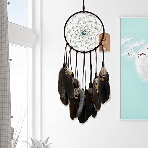 Dream Catchers Wall Hanging Room Decor Glow Beads Handmade Brown Feather For Girls Boys Bedroom Decoration Craft Gift #TOP3